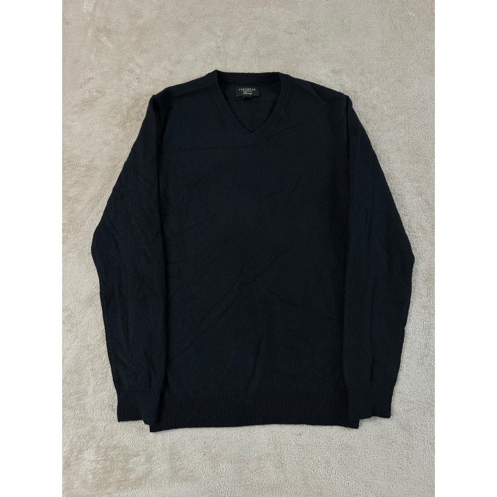 Club Room Luxury Cashmere Sweater Men's Size S Black V-Neck Knit Top EUC